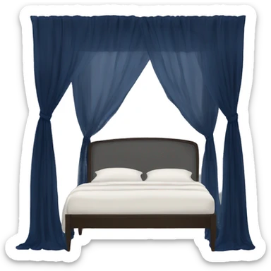 Midnight blue canopy bed with sheer curtains sticker
