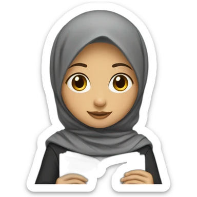 hijab girl do homework sticker