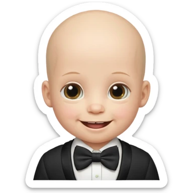 bald baby with bowtie sticker