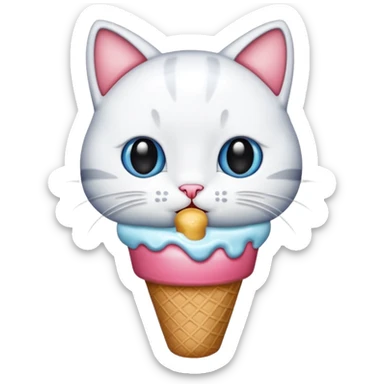 kitty eating ice cream sticker