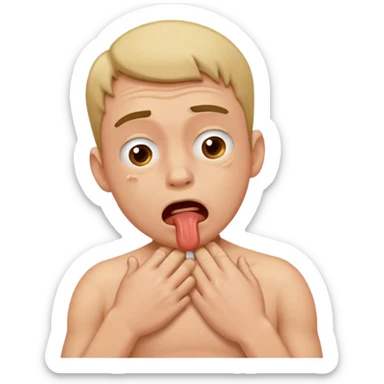 A guy choking himself  sticker