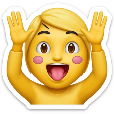 emoji with tongue out and hands sticker