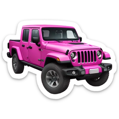 Realistic hot pink to pastel pink ombre Jeep Gladiator truck. sticker