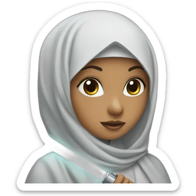 a hijab girl with light saber sticker