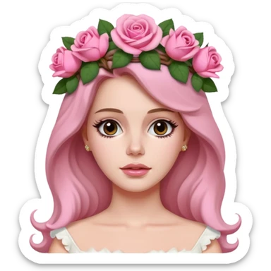 lana del rey with a pink rose crown sticker