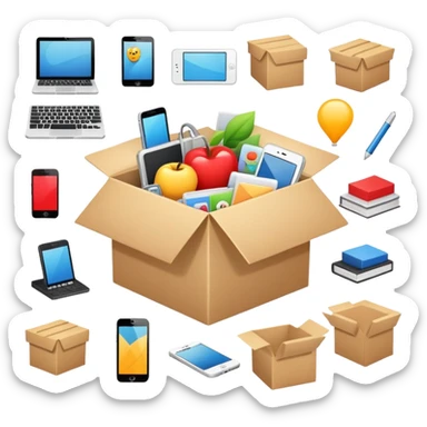 Box full of desktop material  sticker