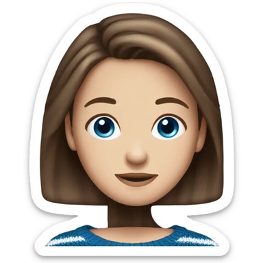 beautiful woman, straight brown hair, blue eyes, striped knit sweater sticker