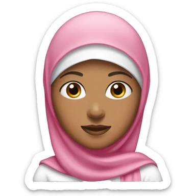 a girl with under cap white and hijab pink a white jersey sticker