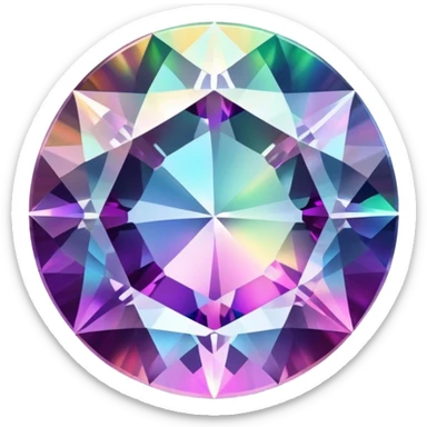 Brilliant round cut mystic quartz crystal with holographic color shifts and faceted edges sticker