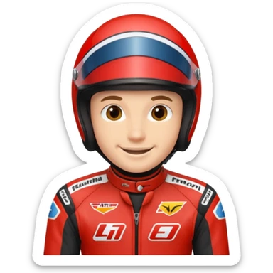 red motorcycle racer with out helmet sticker