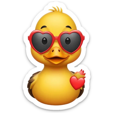 Make a frame emoji and inside it is a duck wearing red heart sunnies and the background is sky or anything blue sticker