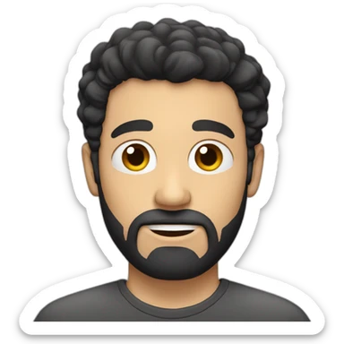 White man with unshaven beard and black hair sticker