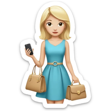 Wearing a dress and haveholding a luxury pocketbook. Make her hair blonde. sticker