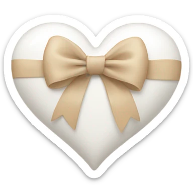 white heart with beige bow sticker