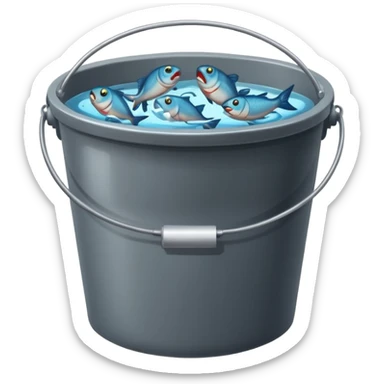dead fishes in plain bucket sticker