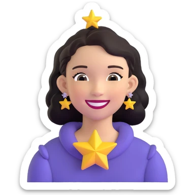 smiling girl with star-shaped earrings sticker