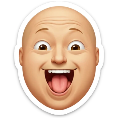 hilarious exaggerated laughing emoji face, bald man style or classic yellow emoji, mouth huge open laughing hysterically, tears flying everywhere, tongue out, holding belly or pointing, funny Greek meme energy, transparent background, cartoon vector, clean lines, 128x128, perfect for YouTube emoji" sticker