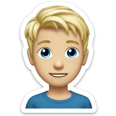 Kid blonde hair blue eyes boy shrt neck sticker