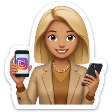 una señora entrando a mi  Instagram  para promocionar mi marca sticker