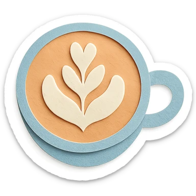 latte art in a cup with latte art shaped like a tulip, soft pastel colors sticker