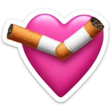 pink cigarette with heart smole sticker