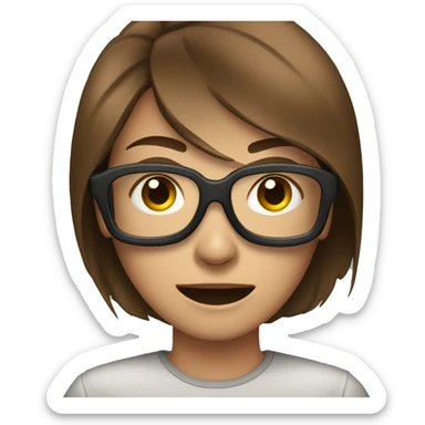A FEMALE SMILE, WITH A ANGRY FACE, SQUARED GOOGLES AND SHORT BROWN HAIR sticker