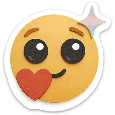 cute soft red heart, big shiny eyes, pastel sparkle, soft pastel colors, no limbs, full body, paper craft style sticker