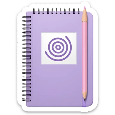 pastel purple spiral-bound notebook labeled 'schedule' in white, with a soft pink pencil resting on it, iOS emoji style sticker