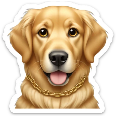 A golden retriever with a chain around its neck sticker