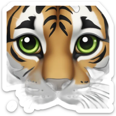 Chat tigré tricolore aux yeux vert sticker