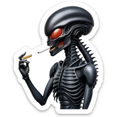 xenomorph smoking cigarette sticker