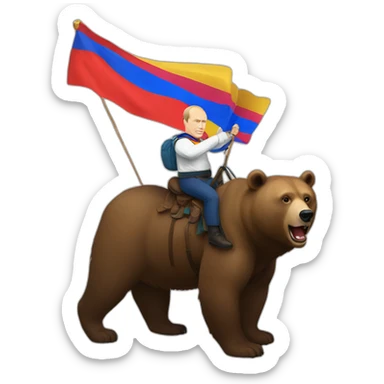 Vladimir putin with pride flag riding on a bear sticker
