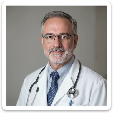 realistic doctor, professional appearance, white coat, stethoscope, neutral background sticker