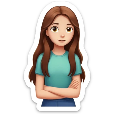 Girl with long brown hair looking out a window with sunbeams and houseplants around her in the background cartoon style  sticker