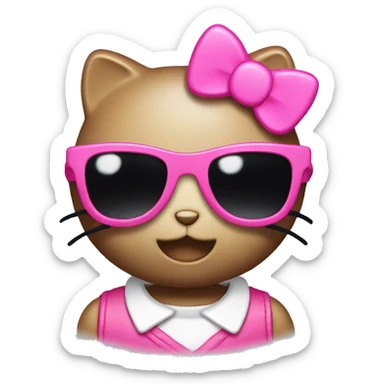 Hello kitty with a pink sunglasses  sticker