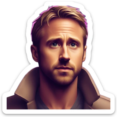 Ryan gosling staring at purple light from blade runner 2049 sticker