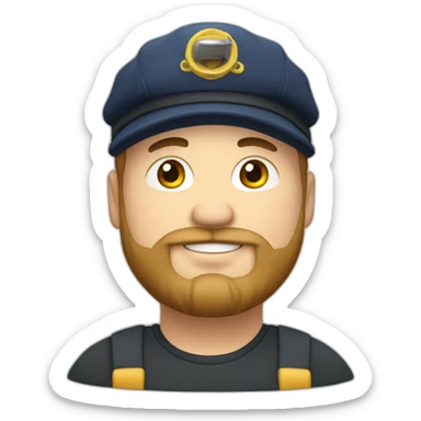 chubby guy with beard wearing seaman hat sticker