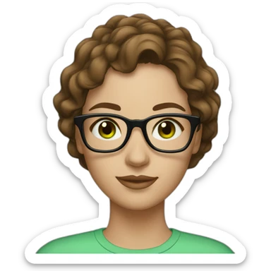 woman-with-wavy-brown-hair-square-glasses-green-eyes sticker