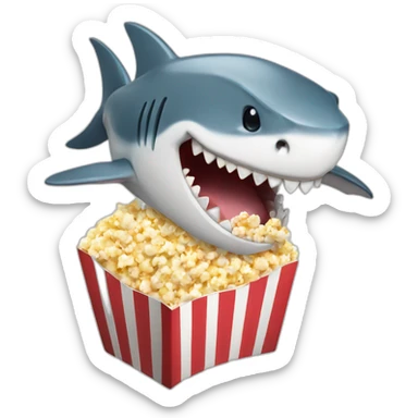 Shark laugh with popcorn sticker