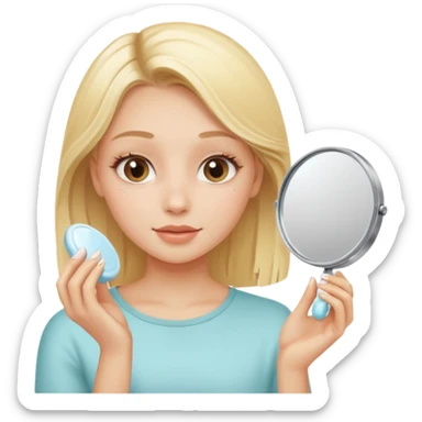 haz una chica rubia haciendose su skincare sticker