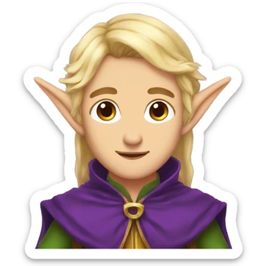 Noble Elf with Elf ears and blonde hair and purple robes sticker