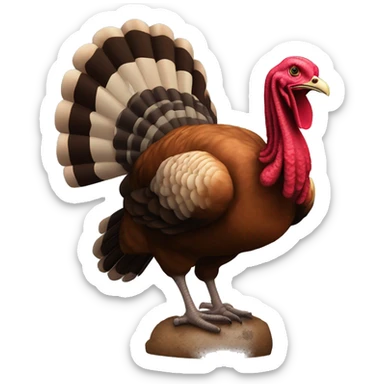 Realistic plucked turkey sitting on a wrecking ball with chain sticker