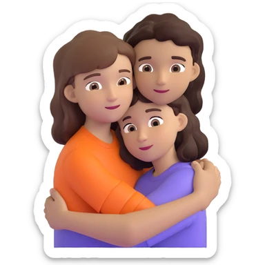 girl with long light brown hair and pale skin hugging a boy with short black wavy hair and tanned skin sticker