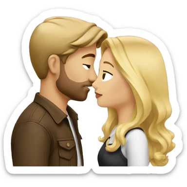 romantic outdoor couple kiss,, he has BROWN hair, she has blonde Hair sticker