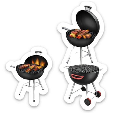 barbecue grill on which kebabs are cooking sticker