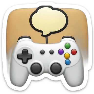 A game controller with a speech bubble to represent live discussions. sticker