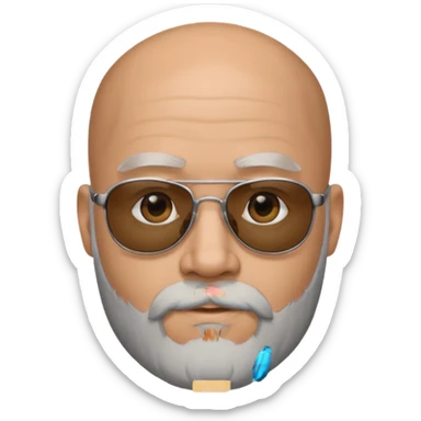 Bald male, black sunglasses, gray goatee beard, realistic portrait sticker