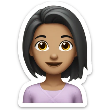 Smiling girl with long black hair and nice eyebrows and brown eyes  sticker