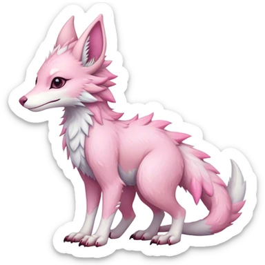 Feral Rare Fantasy cute adorable pastel pink Vernid-Sergal-species by LiLaiRa, markings, tufted ears, full body sticker