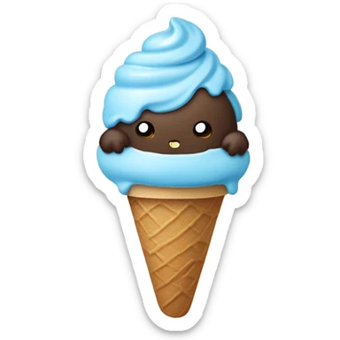 light blue ice cream without con with dark brown hello kitty  sticker